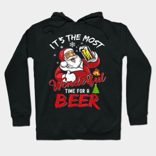 santa claus drinking beer wonderful time Hoodie